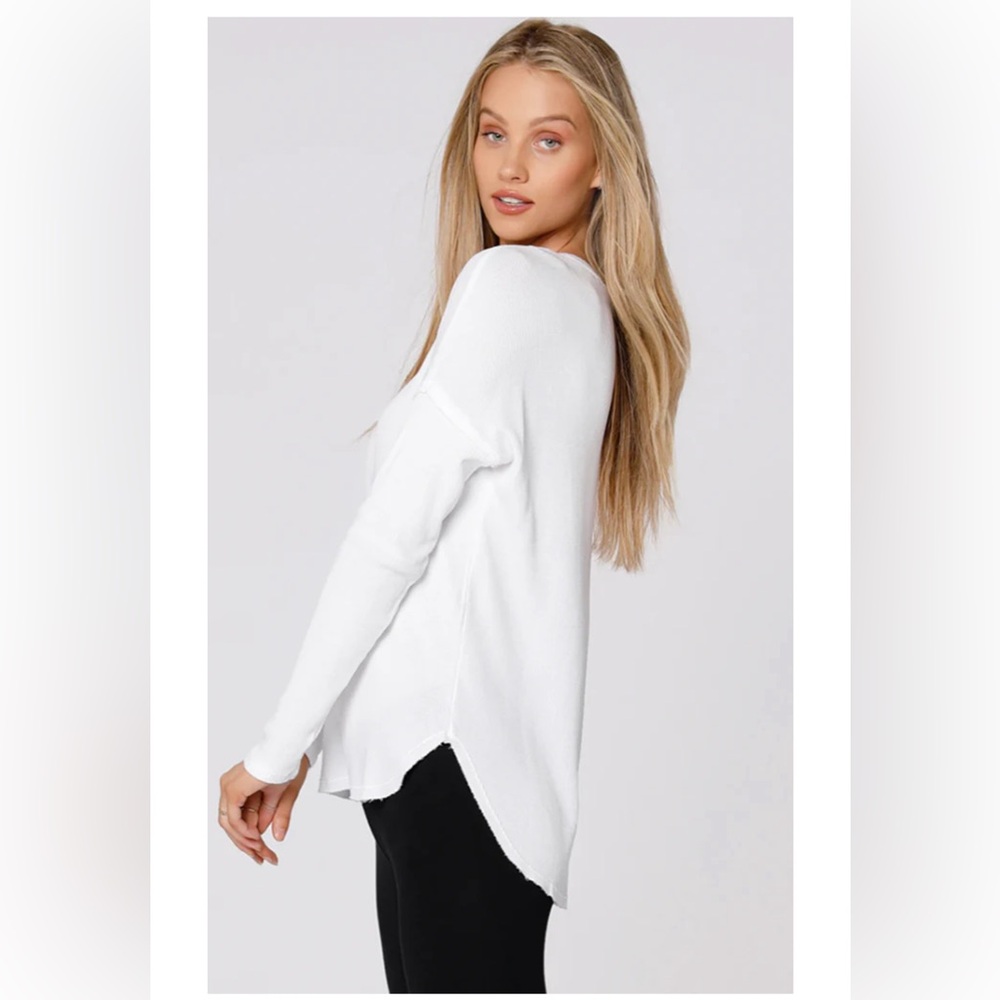 bobi White Long Sleeve Knit Top